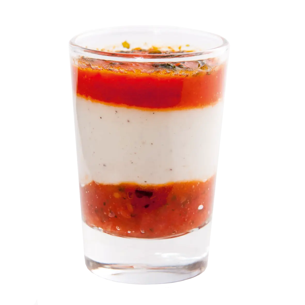 [2440101] VERRINE Geitenkaas paprika tomaatkonfijt glas 66ml x 48