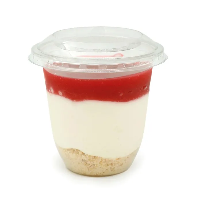 VERRINE Cheesecake framboise plastique avec couvercle 1260ml x 30